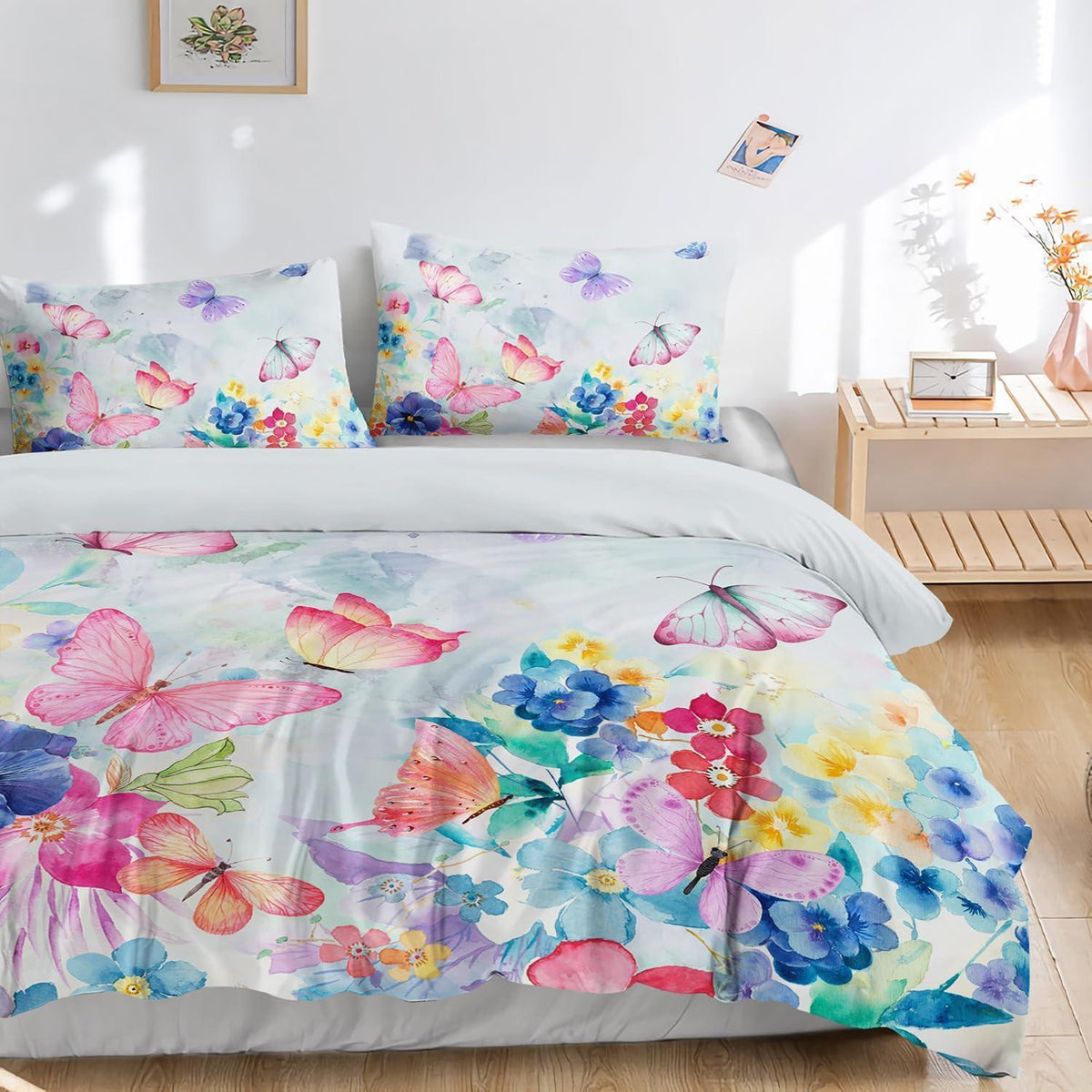 Bettwäsche-Set Schmetterlinge 200x200 cm, bunt & weich