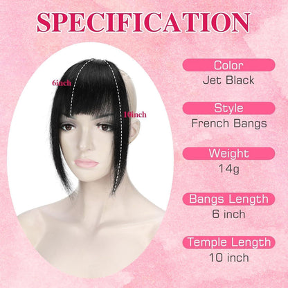 Clip in Pony Echthaar Schwarz – Französischer Pony für natürlichen Look