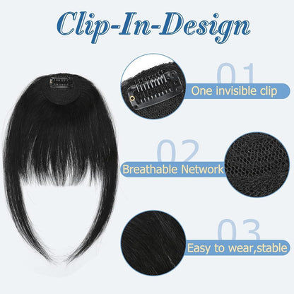 Clip in Pony Echthaar Schwarz – Ordentlicher Gerader Pony