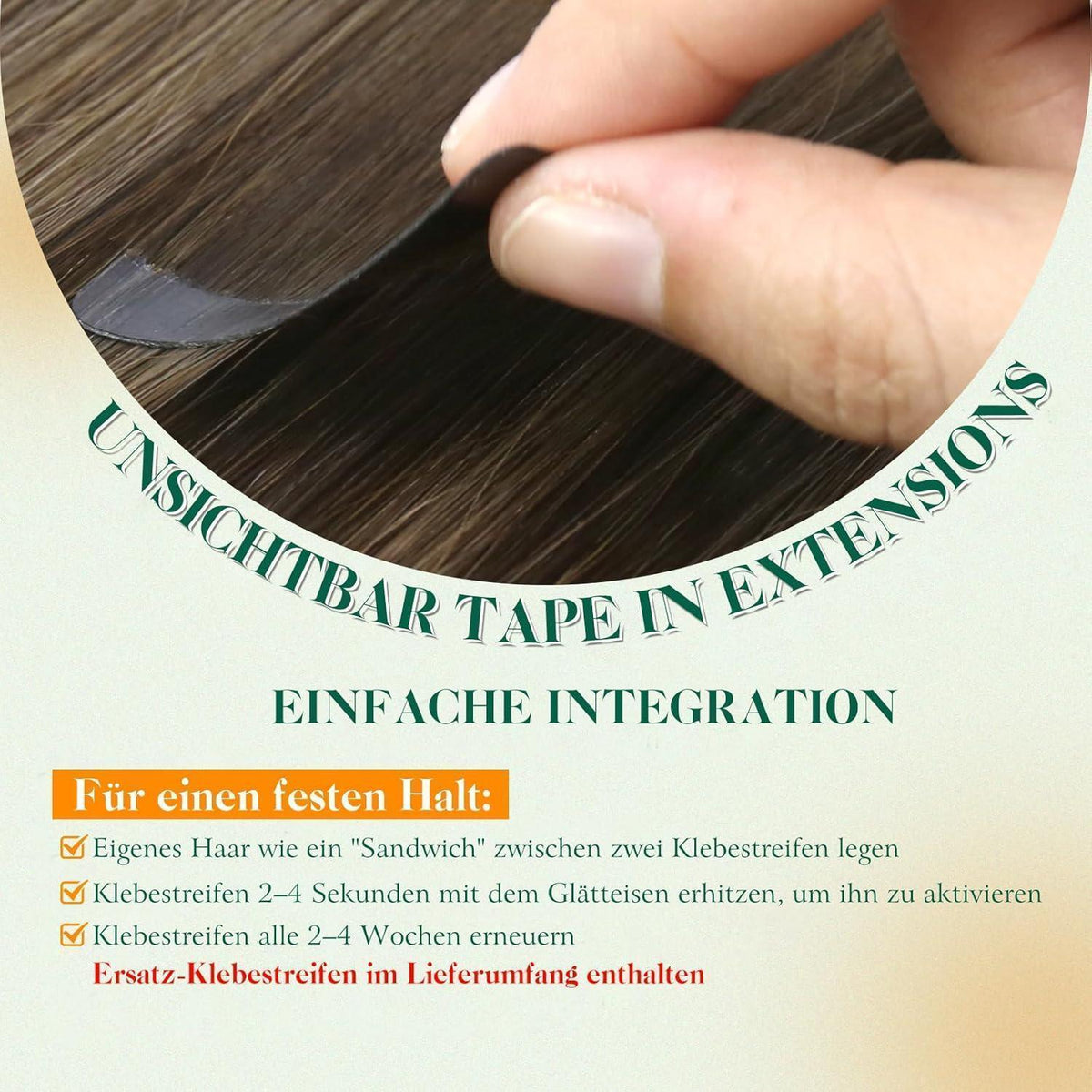 Echthaar Tape Extensions Balayage Braun 55cm