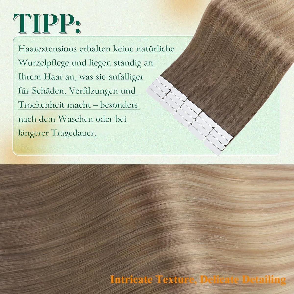 Echthaar Tape Extensions Braun Balayage Ombre 55cm