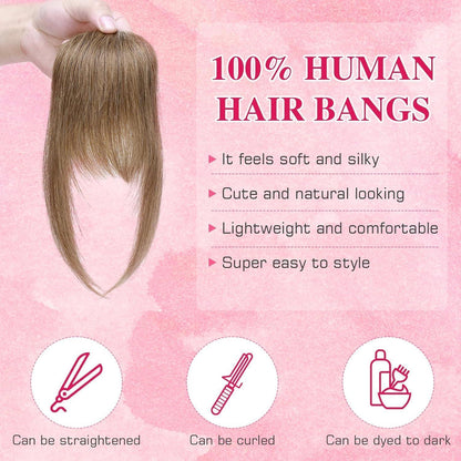 Clip in Pony Echthaar Hellbraun – Französischer Pony 14g
