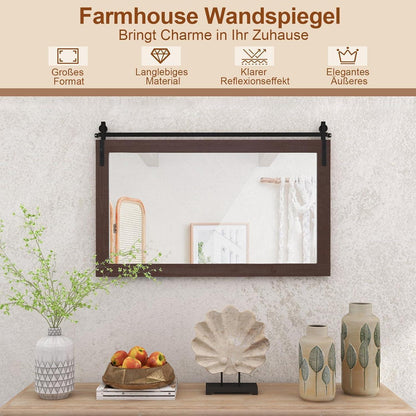 Rechteckiger Wandspiegel Holzrahmen 100x66 cm - Rustikal & Dekorativ