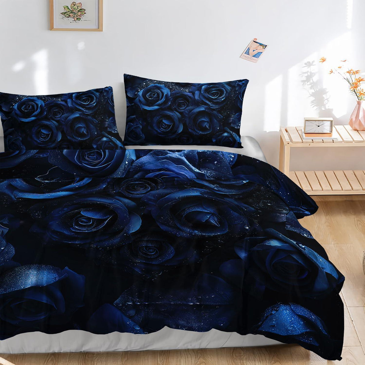 Rosen Blau Blume Bettwäsche-Set 200x200cm