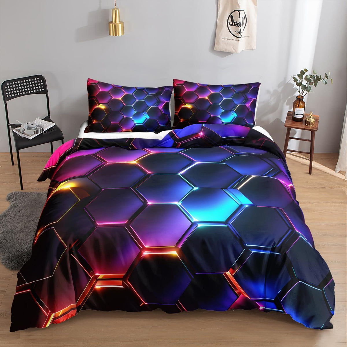 3D Geometrischer Honeycomb Bettbezug 200x200 cm