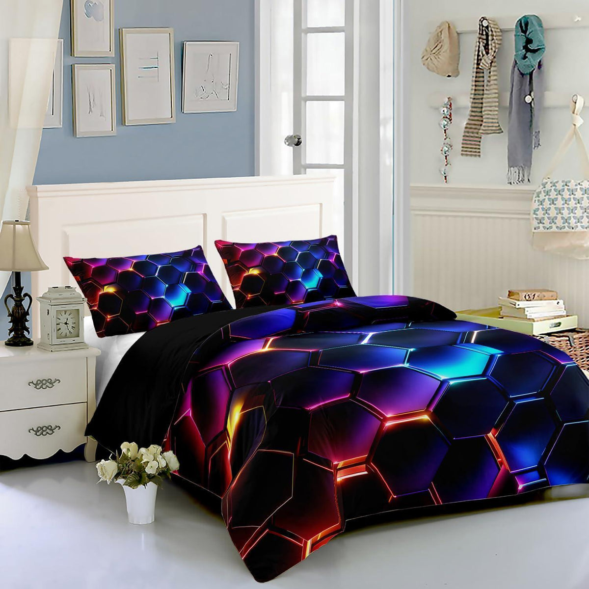 3D Geometrischer Honeycomb Bettbezug 200x200 cm