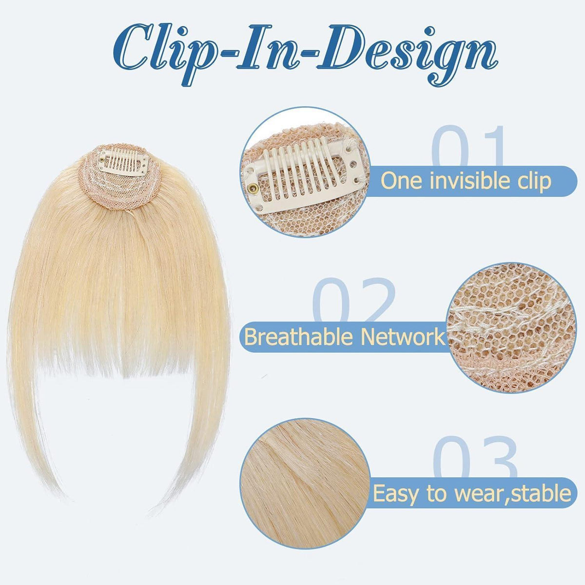 Echthaar Pony Clip-in Gerade (#613 Blond)