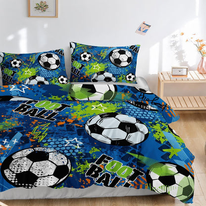 Fußball Bettwäsche Set 200x200 cm Blau