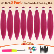 Neonrosa Pre Stretched Braiding Haare – 8er Pack für Cosplay & Party