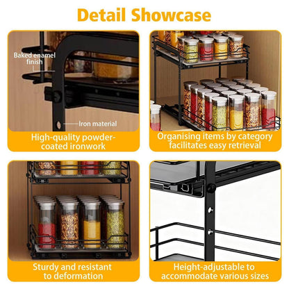 Gewürzregal ausziehbar, 2 Etagen, Schrank Organizer Küche