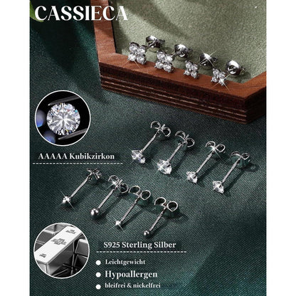 Silber Ohrstecker Set Damen 925 mit Zirkonia