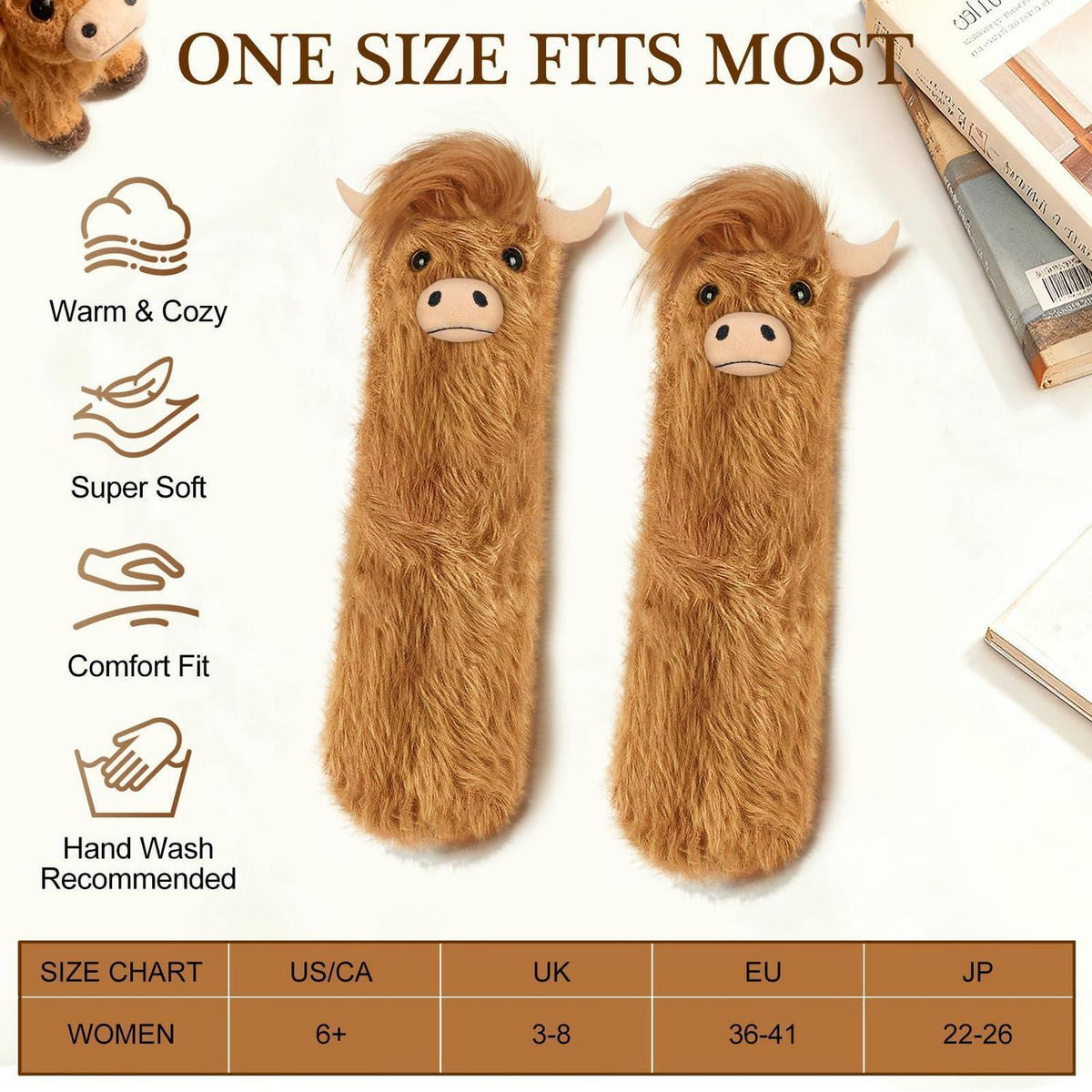 Highland Cow Kuschelsocken Damen – Flauschig & Charmant