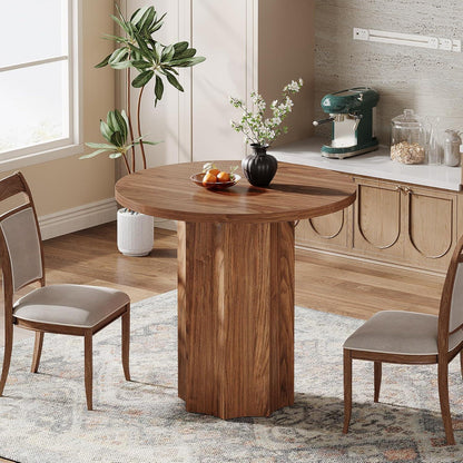 Runder Esstisch für 2 Personen | 80cm Küchentisch Holzfuß Rustic Braun