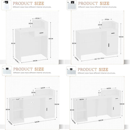 Empfangstheke mit Schublade – Weiß & Weiß, 90x42x100cm