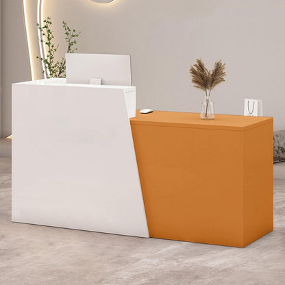 Empfangstheke mit Schublade – Weiß & Orange, 160cm