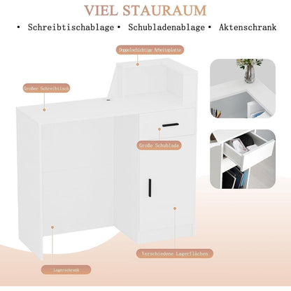 Empfangstheke mit Schublade – Weiß & Hellbraun, 210cm