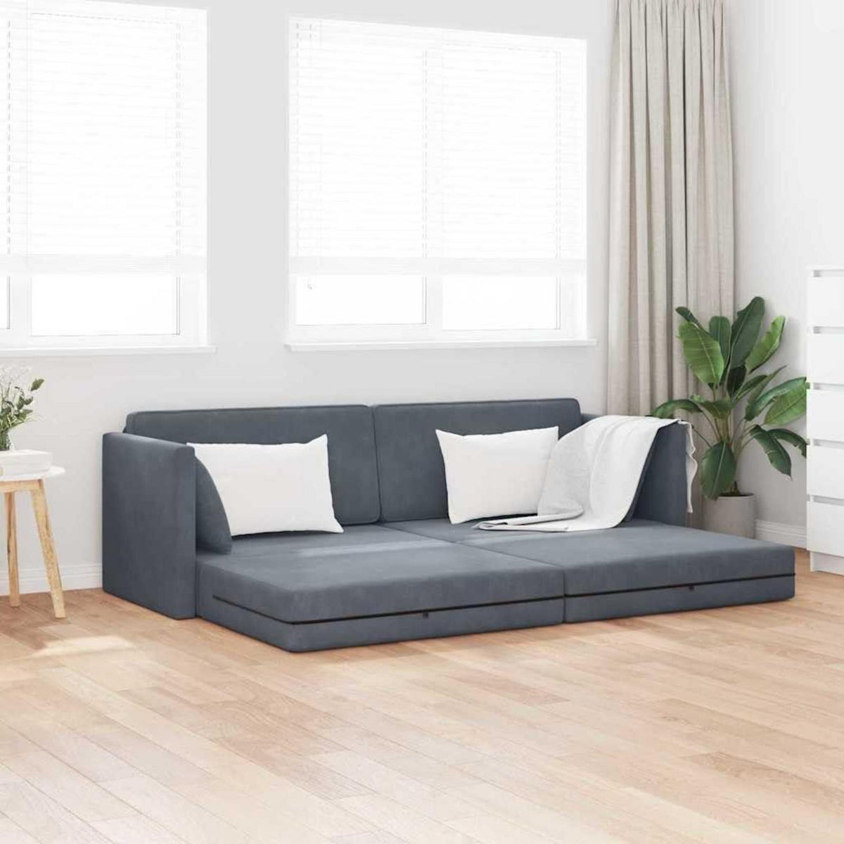 Schlafsofa Bodensofa Dunkelgrau – Komfortables Sofa mit Pillow Support