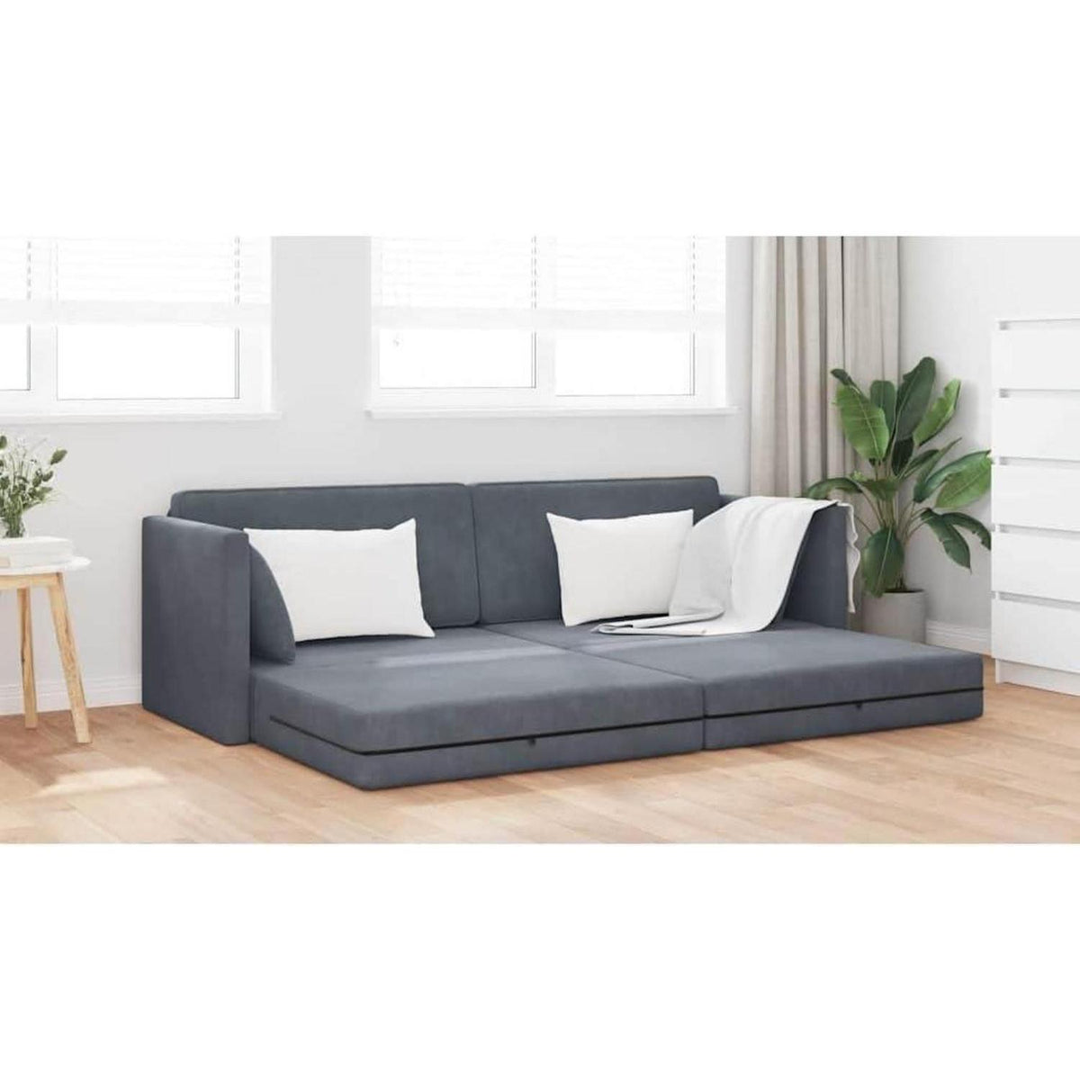 Schlafsofa Bodensofa Dunkelgrau – Komfortables Sofa mit Pillow Support