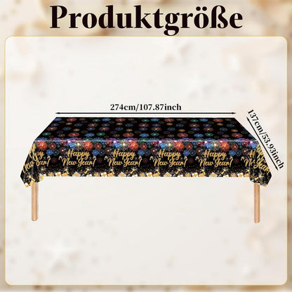 Silvester Tischdecke Happy New Year Deko 2027 – 137x274 cm