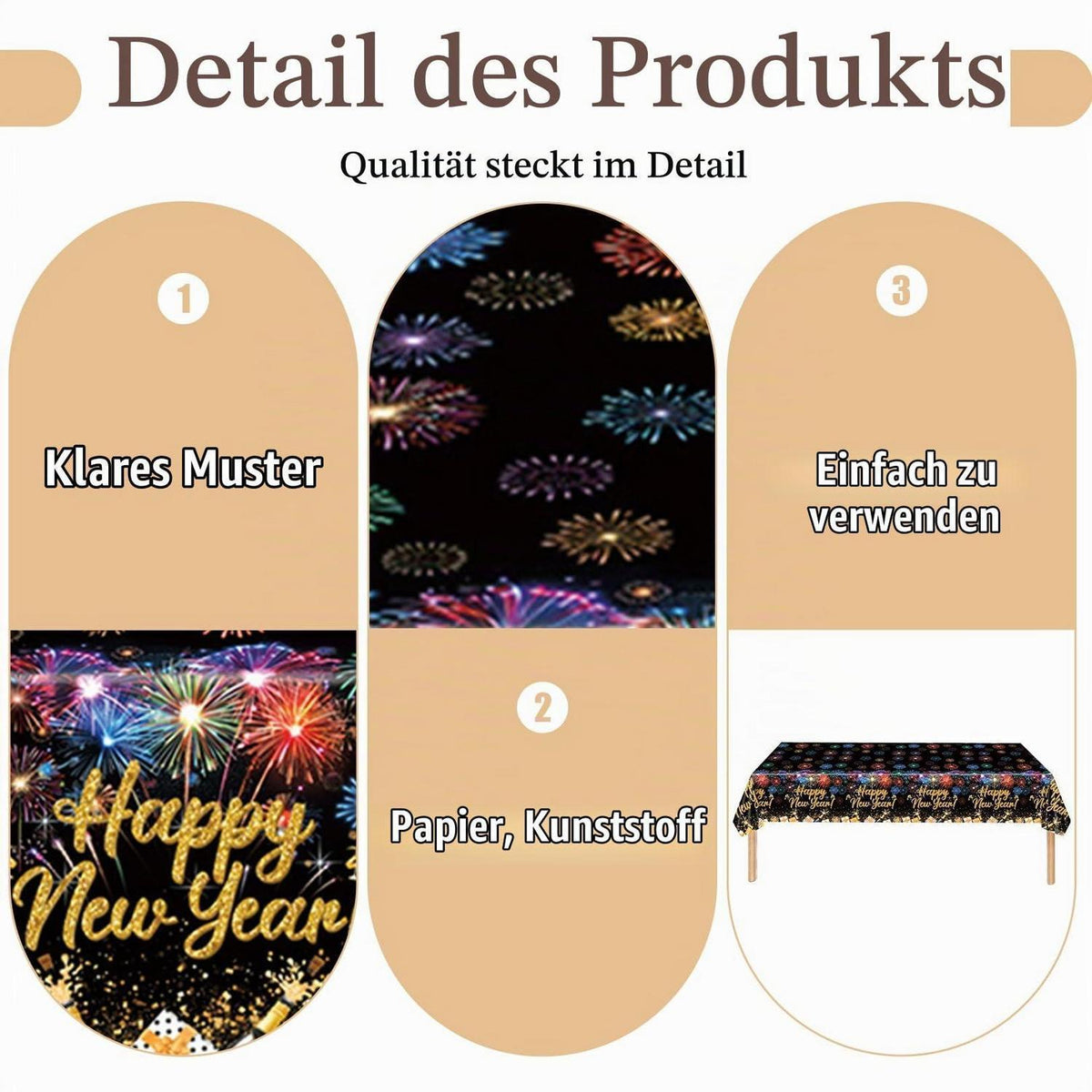 Silvester Tischdecke Happy New Year Deko 2027 – 137x274 cm