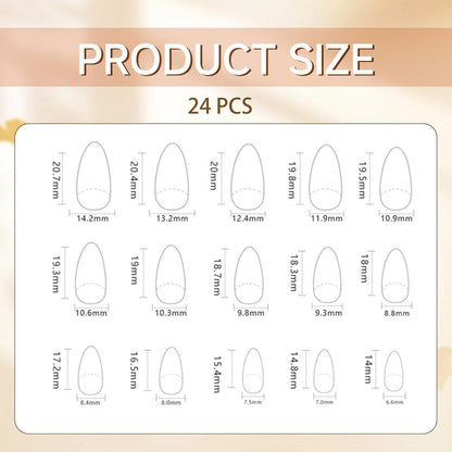 Pinke Mandel Press On Nägel mit Blumen & Goldperlen