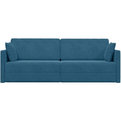 Schlafsofa Bodensofa Blau – Komfortables Samt Sofa mit Pillow Support