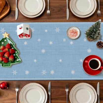 Tischläufer Weihnachten Hellblau 40x140 cm Polyester Leinen