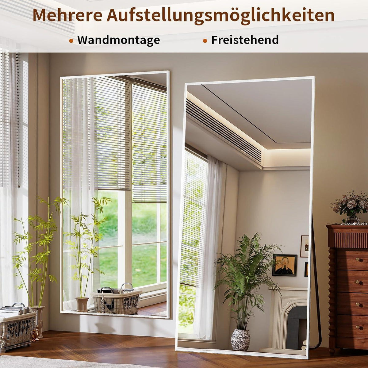 Großer Ganzkörperspiegel mit Ständer – HD Spiegel, 180x76 cm