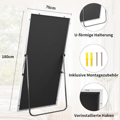 Großer Ganzkörperspiegel mit Ständer – HD Spiegel, 180x76 cm
