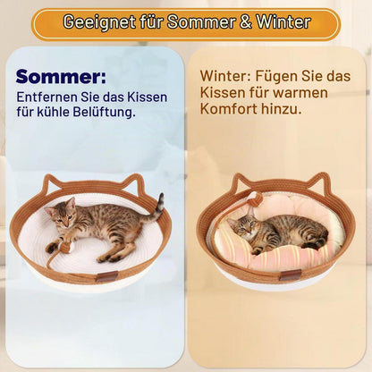 Katzenbett Baumwollseil mit Kissen – Groß & Modern