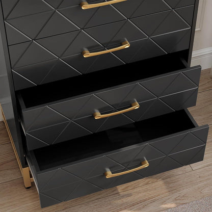 Kommode 4 Schubladen Schwarz – Metallrahmen, 61x40x91 cm