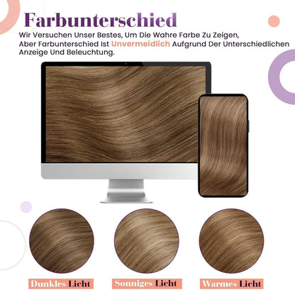 Echthaar Clip-Ins 60cm Hellbraun mit Highlights