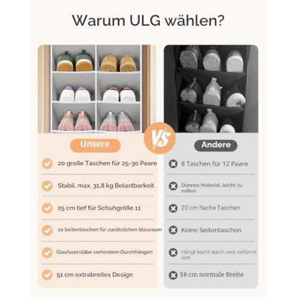 Tür-Schuhregal Organizer für 24-32 Paar Schuhe, Grau