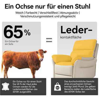 Echtleder Relaxsessel mit Liegefunktion – Komfortabler TV-Sessel Beige