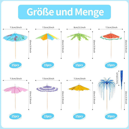 135 Cocktailspieße mit Schirmchen – Party & Bar Deko