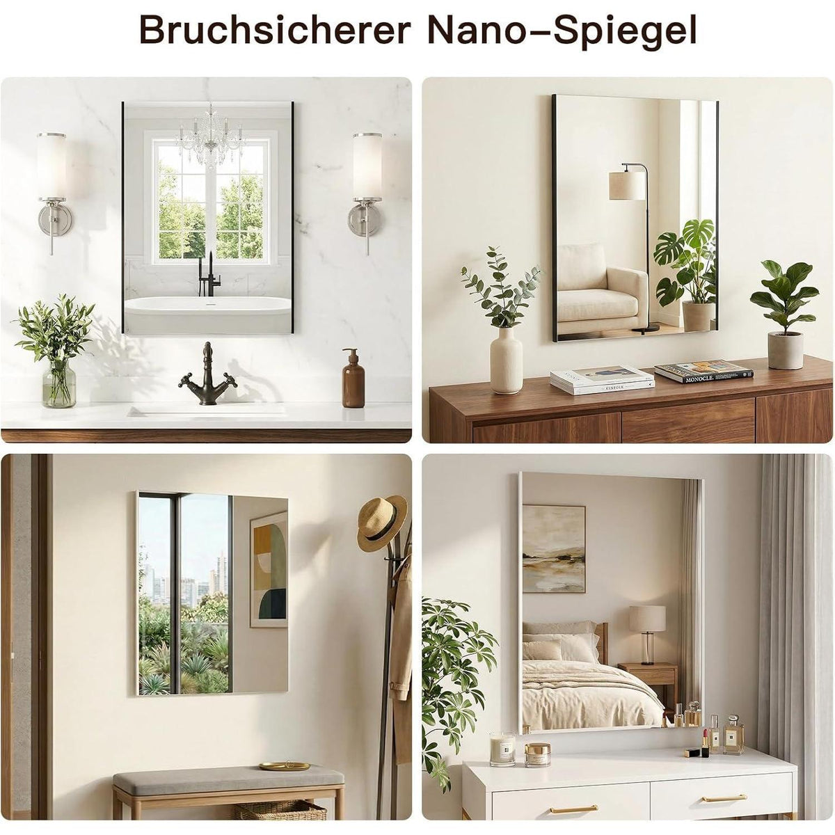 Anti-Beschlag Badezimmerspiegel 50x70 cm Rechteckig Weiß