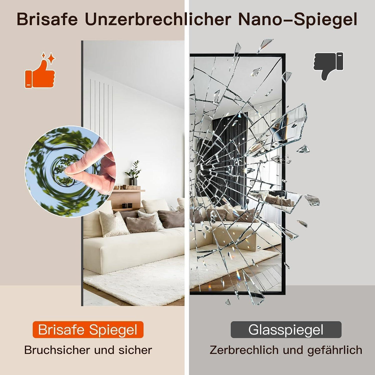 Anti-Beschlag Badezimmerspiegel 50x70 cm Rechteckig Weiß