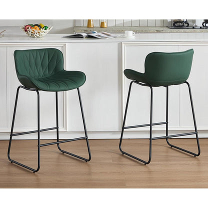 Moderner Barhocker 4er Set mit Steppdesign, Grün