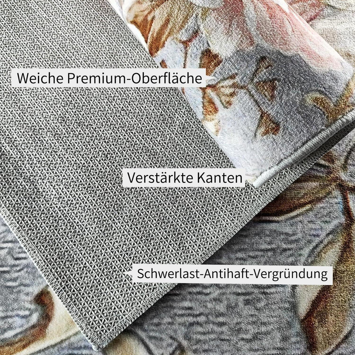 Vintage Teppich Rosa Grau 160x230 cm – Waschbar & Rutschfest