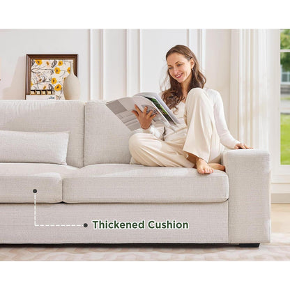 Modernes 3-Sitzer Sofa, Beige Chenille, 220 cm