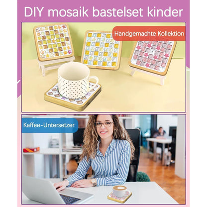 Mosaik Bastelset Kinder – 16 Untersetzer DIY Geschenk