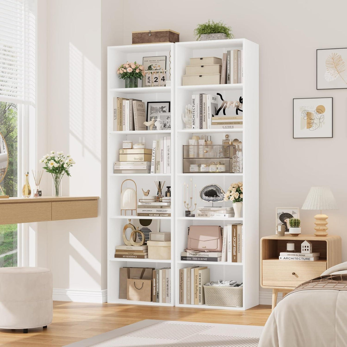Bücherregal 6 Fächer Weiß – Modulares Standregal für Wohnzimmer