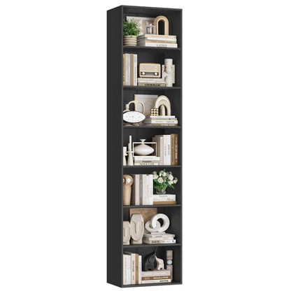 7-Fächiges Bücherregal Schwarz – Modernes Standregal 220cm