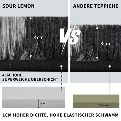 Hochflor Teppich Grau 240x300cm mit Streifen