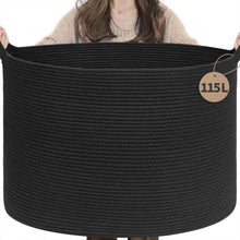 Großer Deckenkorb aus Baumwollseil – 60x40 cm, Schwarz