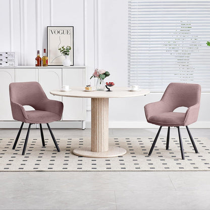 Drehbarer Esszimmerstuhl mit Armlehnen, Rosa – 6er Set