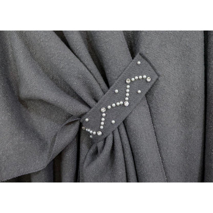 Damen Poncho Strick Cape Decke Wendbar Oversized Grau