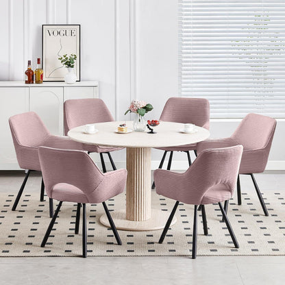 Drehbarer Esszimmerstuhl mit Armlehnen – Rosa