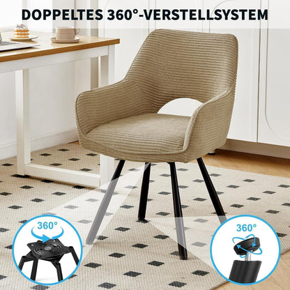 Drehbarer Esszimmerstuhl mit Armlehne – Braun & Komfortabel