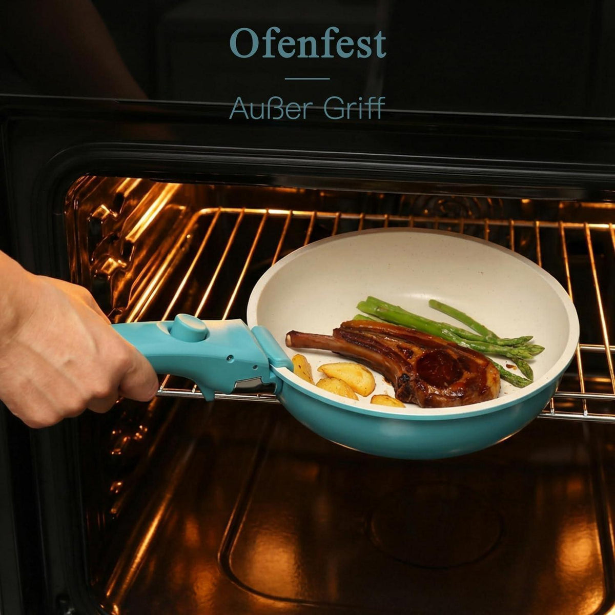 5-teiliges Topf- & Pfannenset mit abnehmbarem Griff – Induktion Blauverlauf